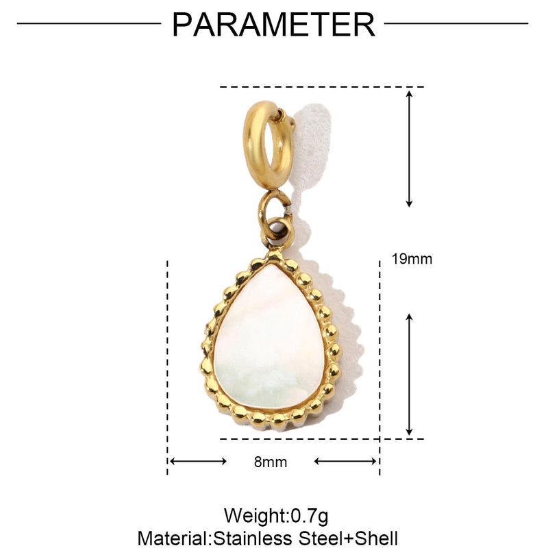 3 PCS/Package 6*14mm 304 Stainless Steel Shell Zircon Heart Pendant Jewelry Accessories