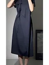 High-end Light Luxury French Romantic Knee-length Ice Silk Short-sleeved Drape Dress
