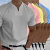 Gioiacombo&trade; T-shirt a maniche corte in tinta unita con scollo a V sciolto da uomo nuova