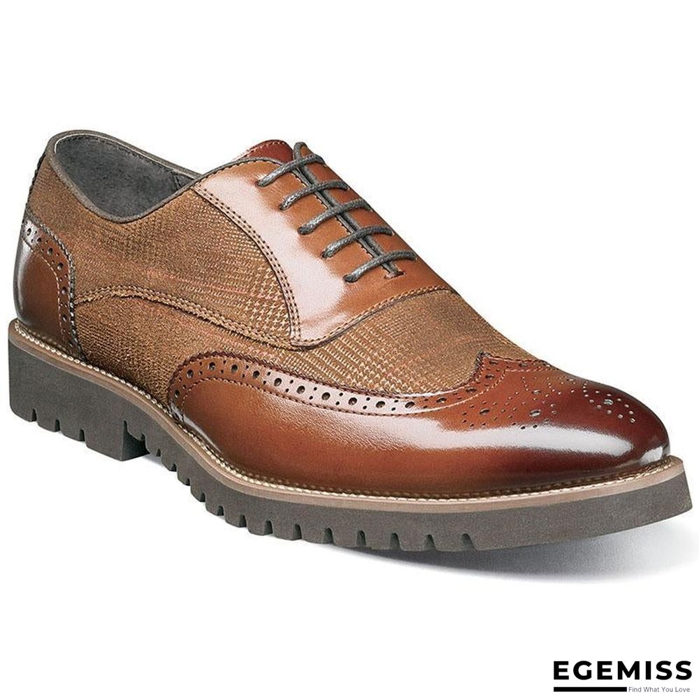Men's Fashion Lattice Spliced Leather Brogue Shoes | EGEMISS