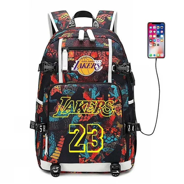 Mayoulove Los Angeles Basketball  James 23 #4 USB charging Backpack School NoteBook Laptop Travel Bags-Mayoulove