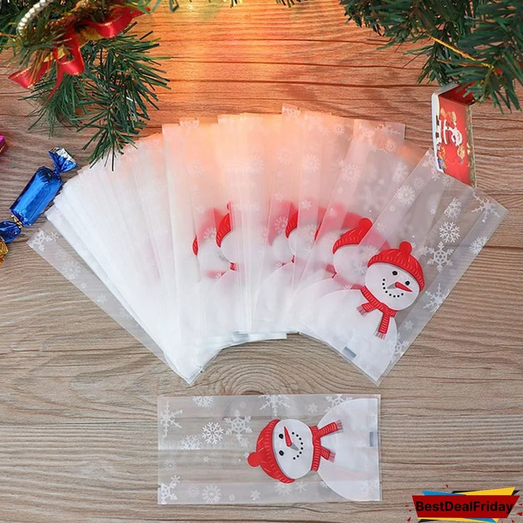 25/50Pcs Merry Christmas Baking Packaging Bags Cartoon Christmas Santa Claus Snowman Snack Candy Bag Cookies Candy Storage Bag