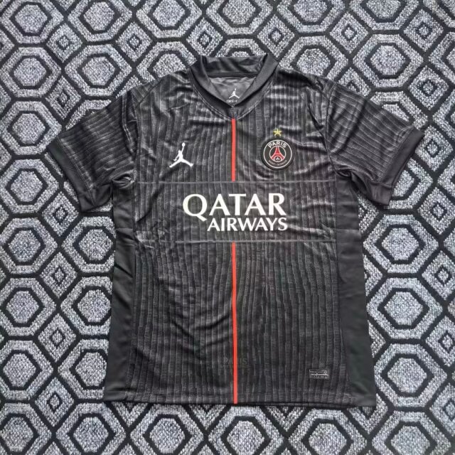 2025-26 Paris Saint-Germain Away Black Belt Planet Jersey - Fan Edition