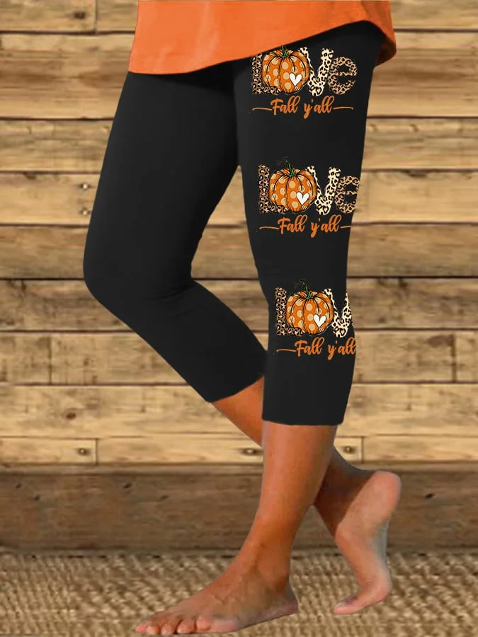 Women's Pumpkin Love Fall Y'all Print Casual Leggings