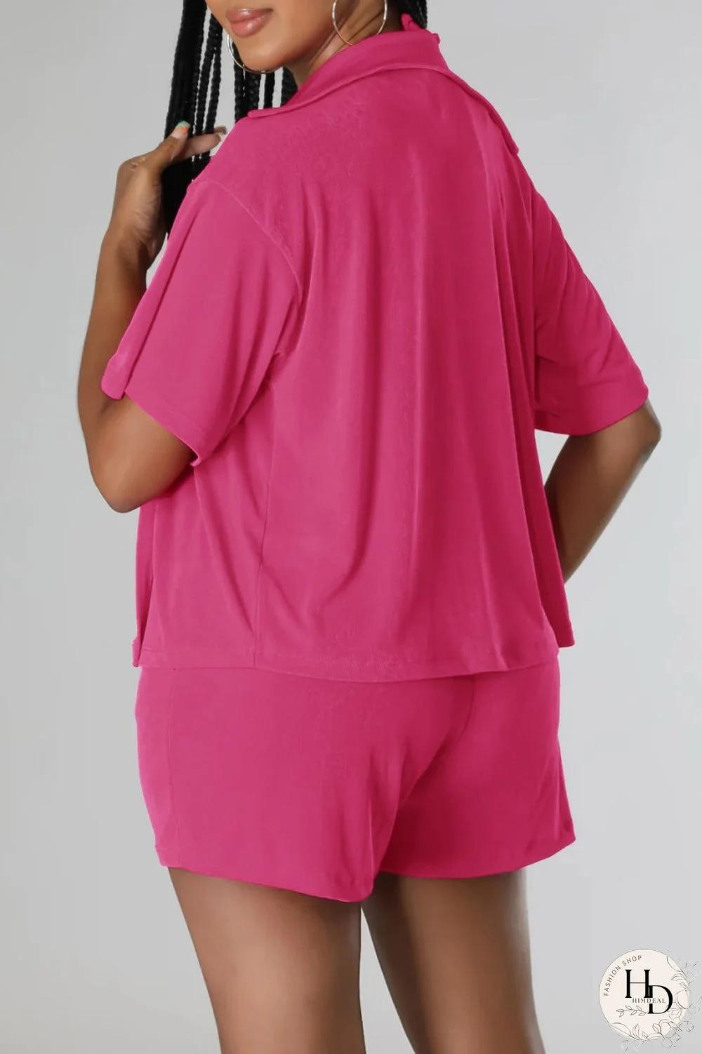 Blue Sexy Casual Solid Frenulum Shirt Collar Short Sleeve Three Piece Set