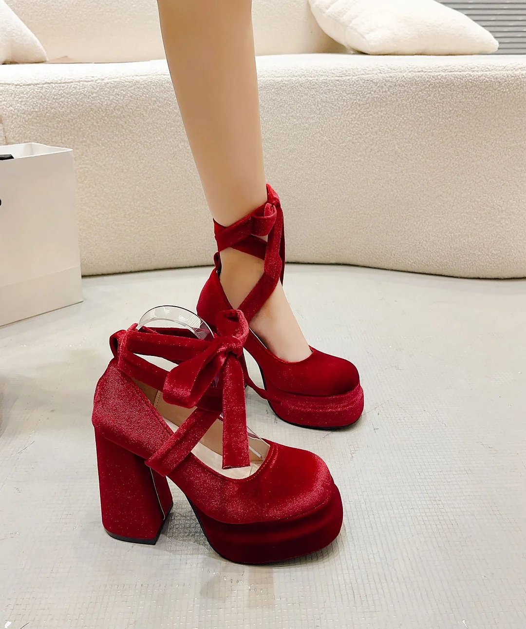 Breakj Breakj High-Heeled Autumn Winter New Waterproof Table Thick-Heeled Barbie Single Shoes Lolita Mary Cherish Shoes Children