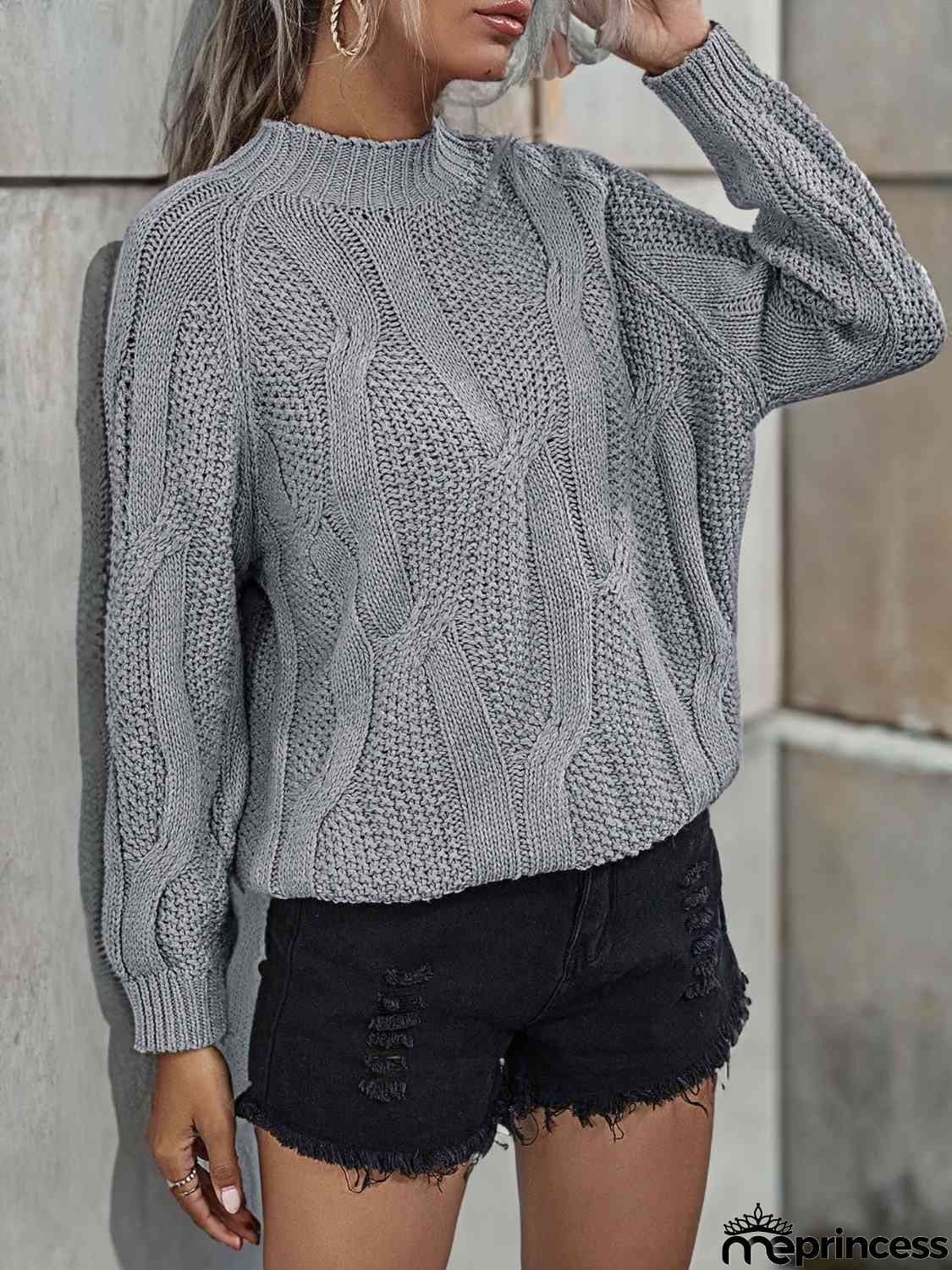 Rib-Knit Mock Neck Sweater