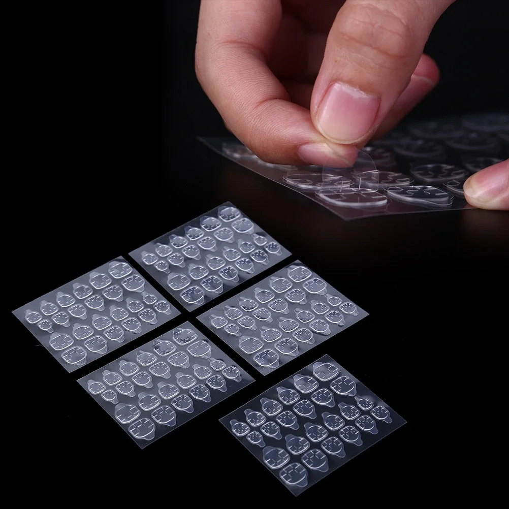 5 Sheets/24pcs Fake Nails Tips Double Sided False Nail Art Adhesive Tape Glue Sticker DIY Profissional Fake Press on Nails
