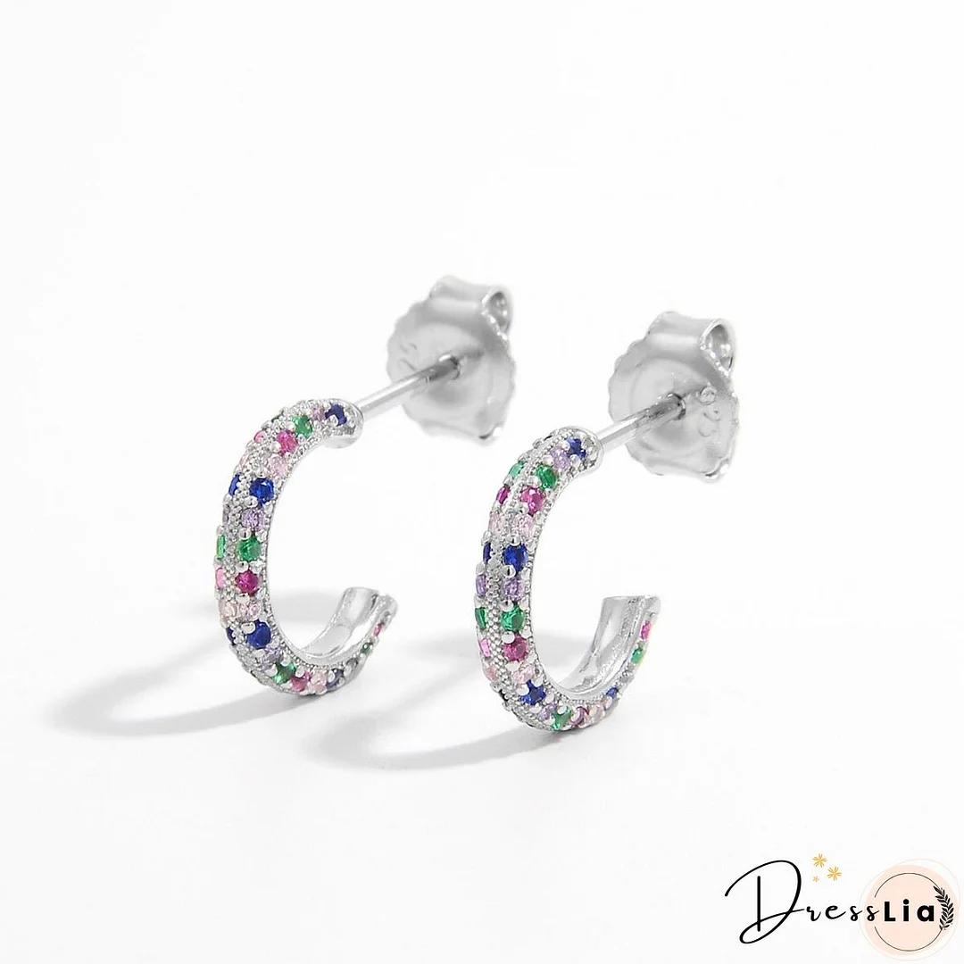 925 Sterling Silver Contrast Zircon Earrings