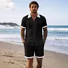 Men's Casual Color-Block Textured Short-Sleeve & Shorts Beach Set by Inlyline