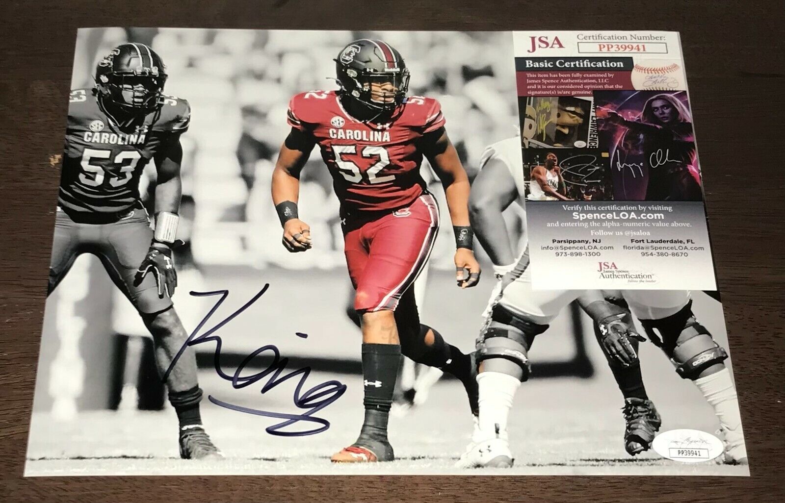 Kingsley Enagbare South Carolina Gamecocks 8x10 Autographed Photo Poster painting JSA COA N1