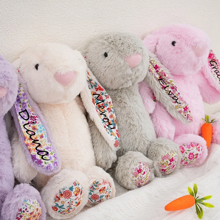Custom Flower Girl Bunny Rabbit PlushMonogrammed Bunny for Baby Shower,Easter Bunny Rabbit