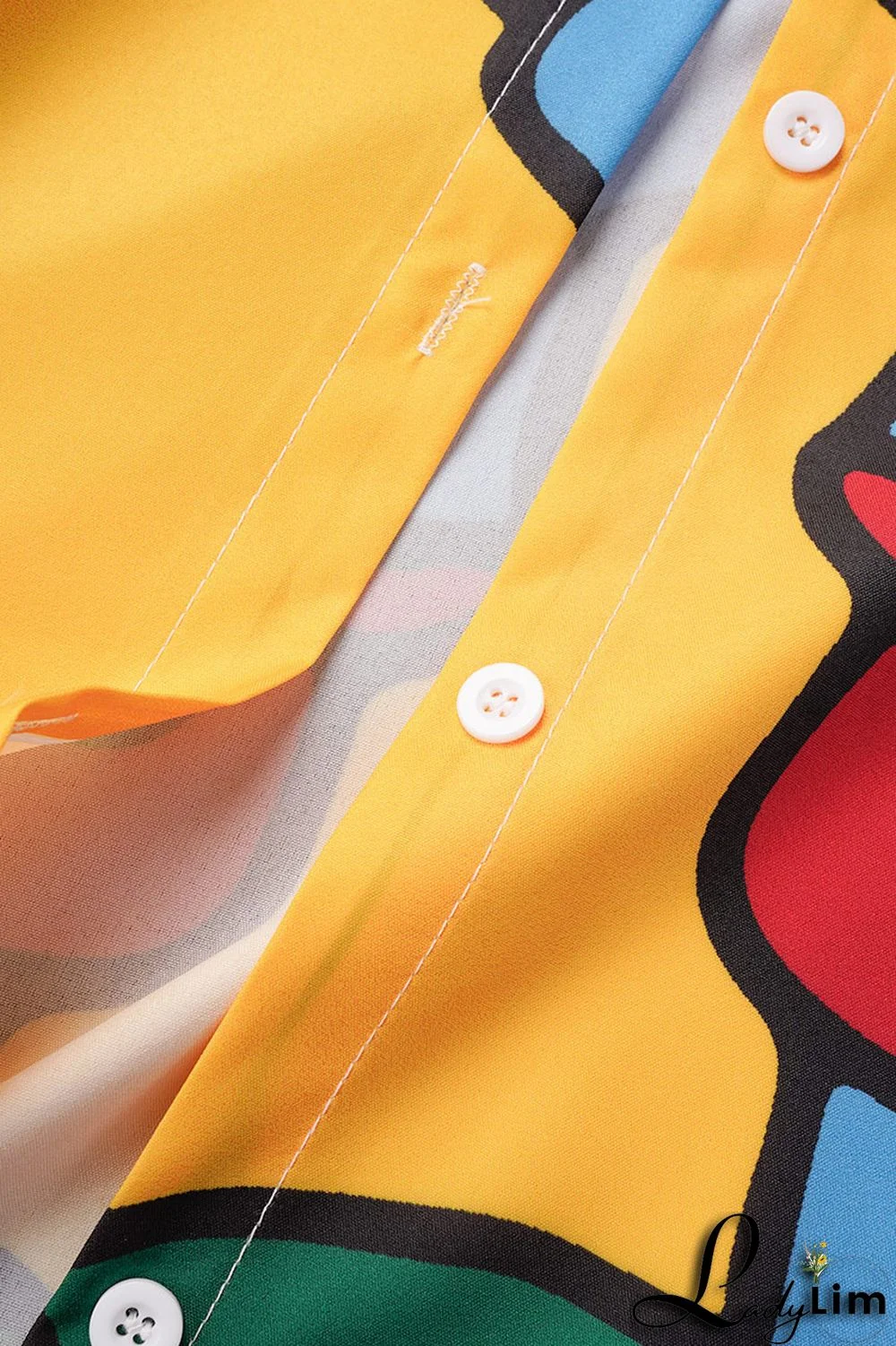 Purple Green Casual Street Print Patchwork Buckle Turndown Collar Tops