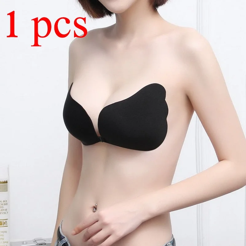 DERUILADY Sexy Strapless Adhesive Sticky Bra Lingerie Wireless Push Up Bralette Top Seamless Silicone Invisible Bras For Women