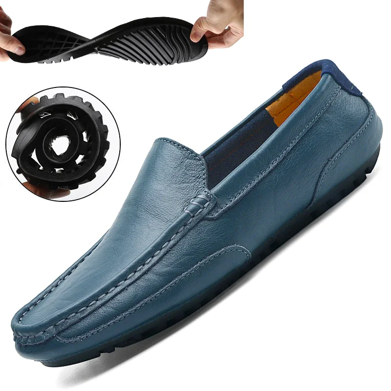 Qengg Leather Men Shoes Luxury Trendy 2021 Casual Slip on Formal Loafers Men Moccasins Italian Black Male Driving Shoes Sneakers