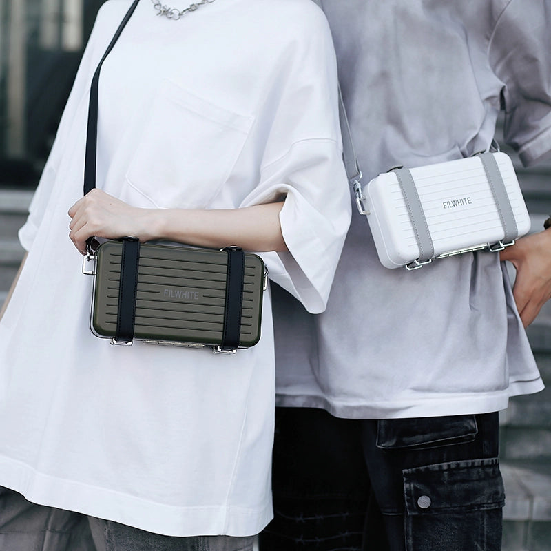 Unisex Letter Solid Color Pu Leather Hidden Buckle Crossbody Bag