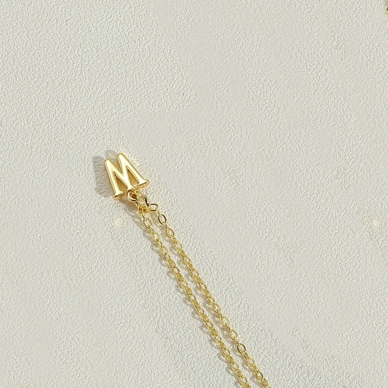 Copper 14K Gold Plated Minimalist Letter Copper Pendant Necklace
