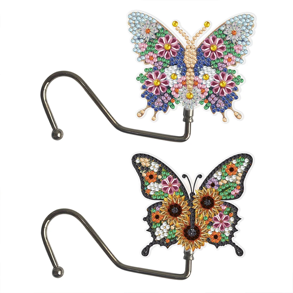 2Pcs Butterfly Diamond Painting Countertop Hooks for Home Office Decor