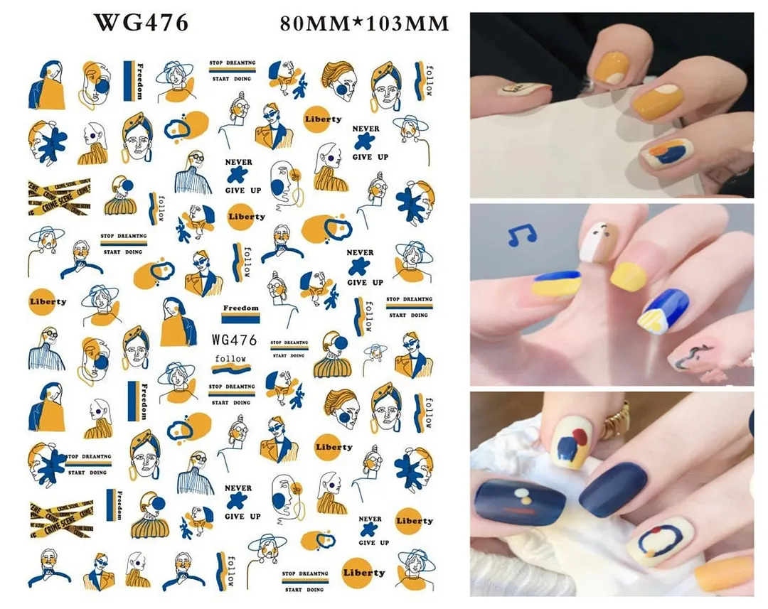 1pcs Leaf With Lines Nails Sticker Designer Fruit Nail Art 3D Decals Acrylic Designs Self Adhesive Manicure Slider Accesorioss-Nail Inspo