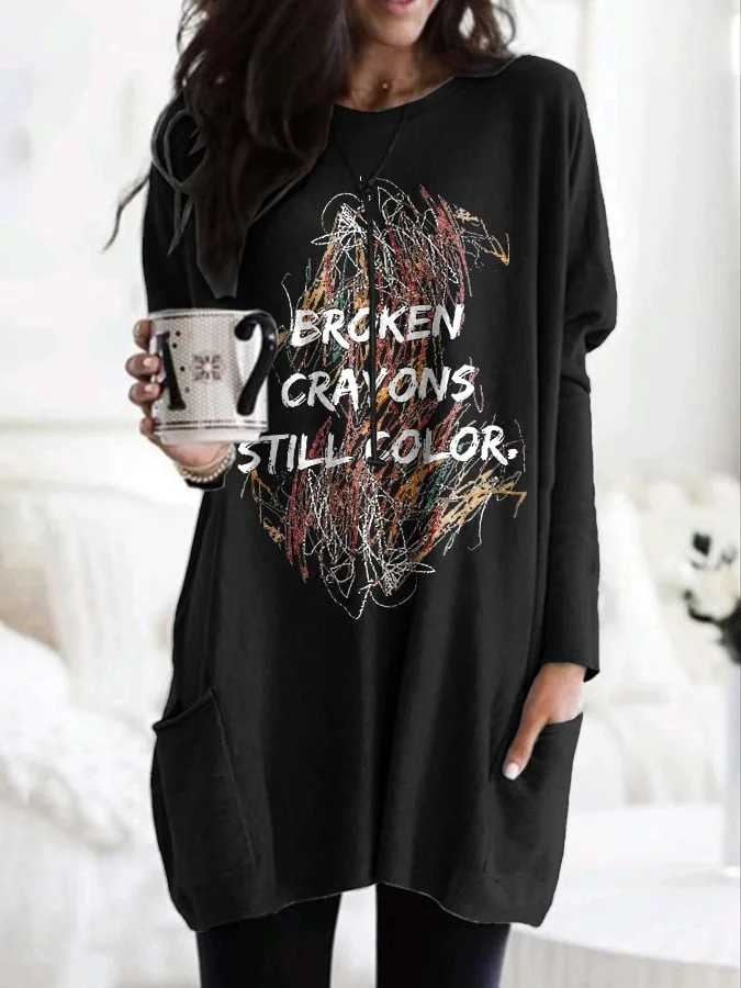 Broken Crayons Still Color Dress With Pockets Print Dress