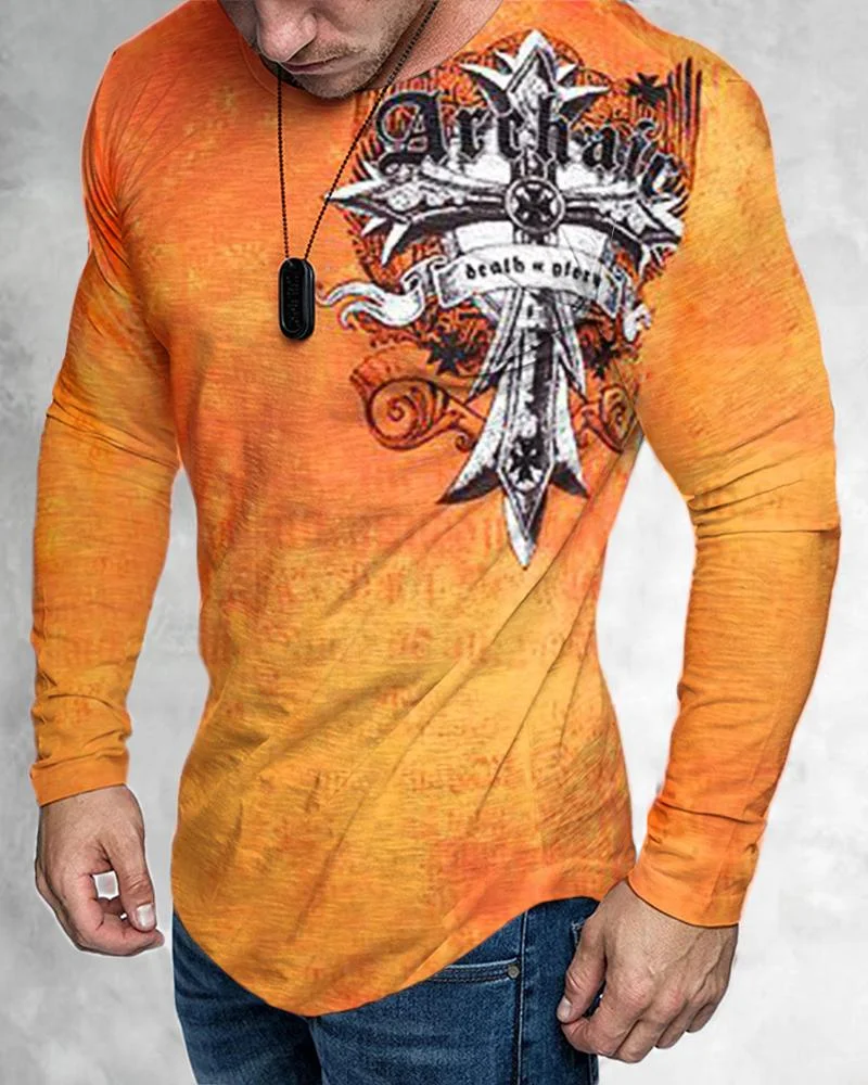 Men's Cross Print Long Sleeves