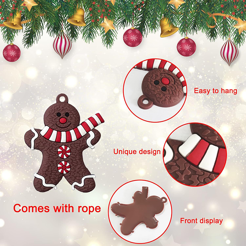 Tegooe 12PCS Gingerbread Man Christmas Character Hangings - PVC Ornament Set