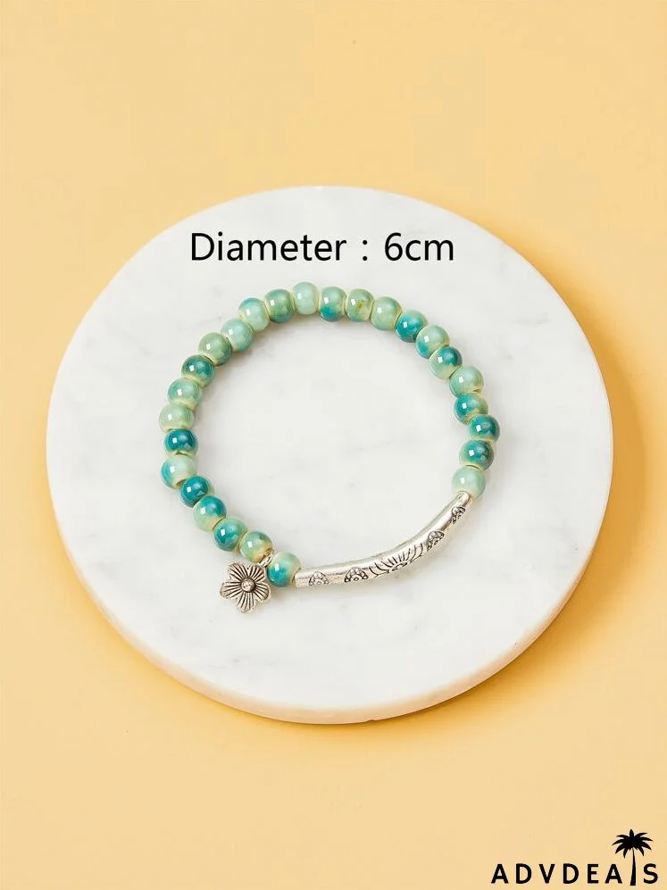 Flower Decor Beaded Bracelet