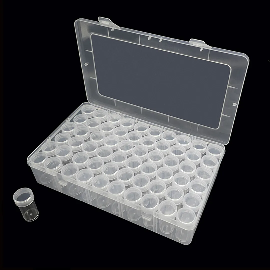 Diamond Painting Containers Multi Purpose Portable Plastic Case Box with Stickers & Compartments Arts Crafts Storage Bottle for Hardware Rhinestone