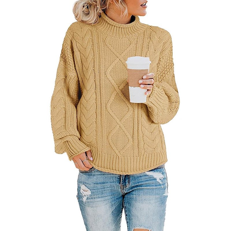 Knitted Sweater with Turtleneck Pullover