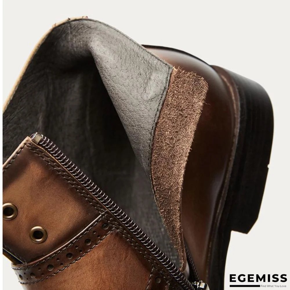 British Style Vintage Hand-carved Bullock Buckle Boots | EGEMISS