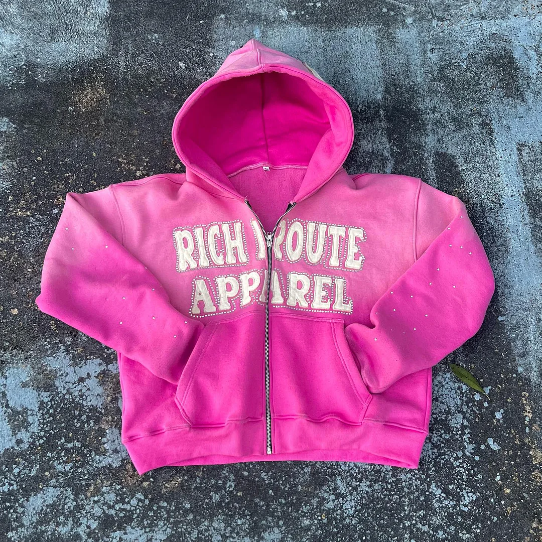 Casual personalized zipper printed gradient hoodie