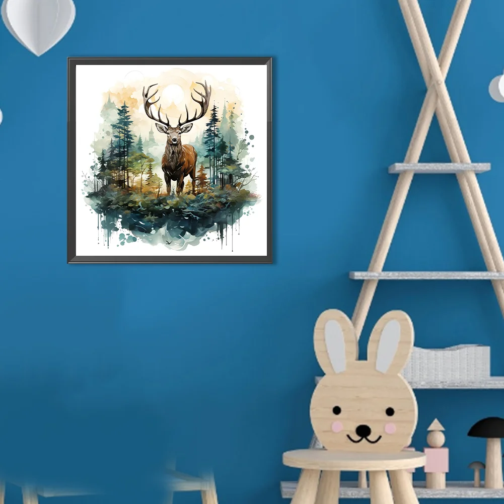 Diamond Painting - Full Round Drill - Forest Deer(Canvas|30*30cm)