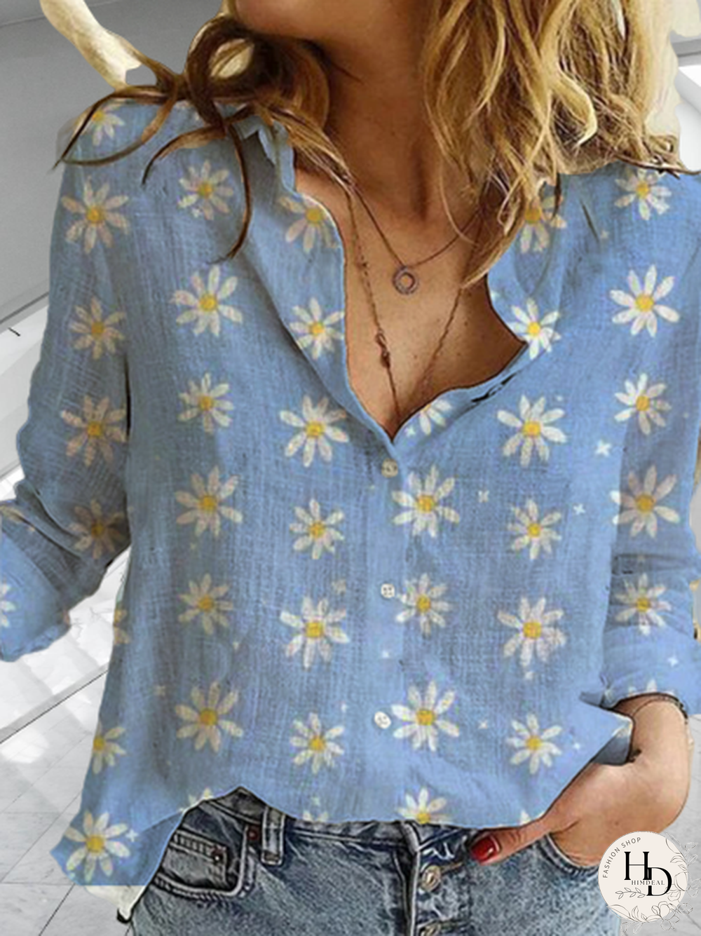 Cotton-Blend Casual Blouse