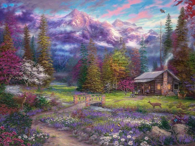 Inspiration of Spring Meadows 40*30CM(Canvas) Full Square Drill Diamond Painting gbfke