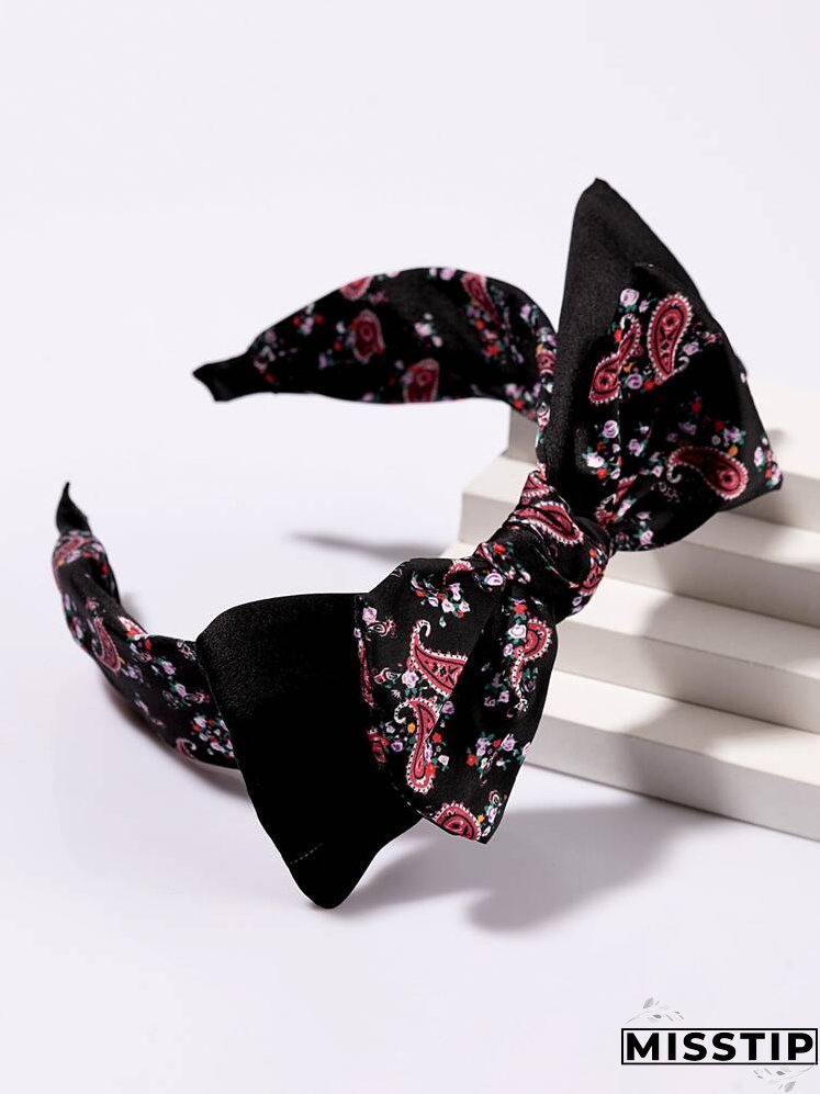 Paisley Print Bow Decor Headband