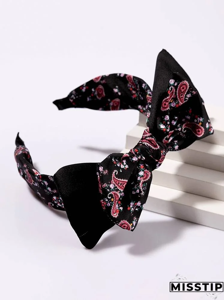 Paisley Print Bow Decor Headband