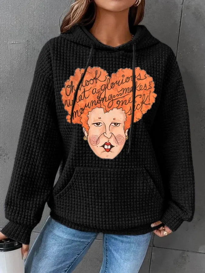 Halloween Witch-Print Checked Textured Sweatshirt