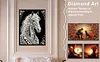 Kit de peinture en perles maison pour cheval blanc pour d&eacute;coration murale 30x40cm sans cadre