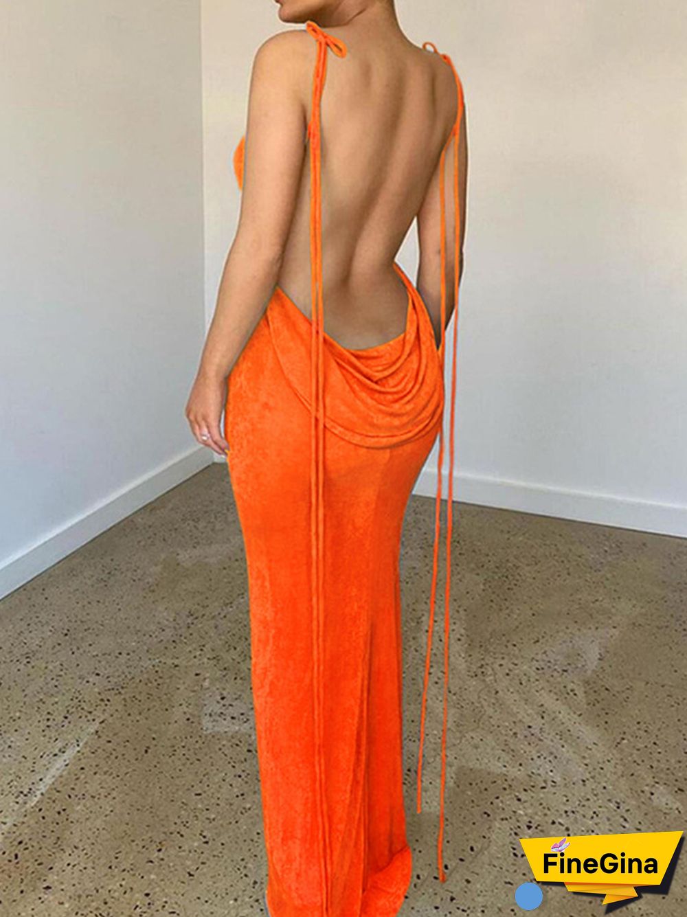 Backless Maxi Dress Sexy Orange Spaghetti Strap Slim Dress For Women Long Club Party Beach Dress Summer Blue Outfits New