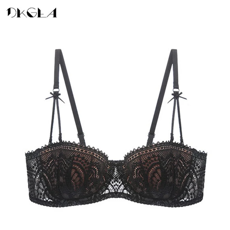 Cheap DKGEA Half Cup Bra White Women Thin Sexy Underwear Lace