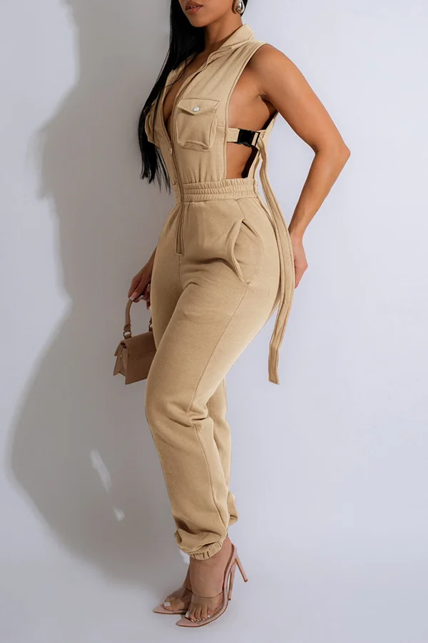 Casual Cargo Pocket Jumpsuit