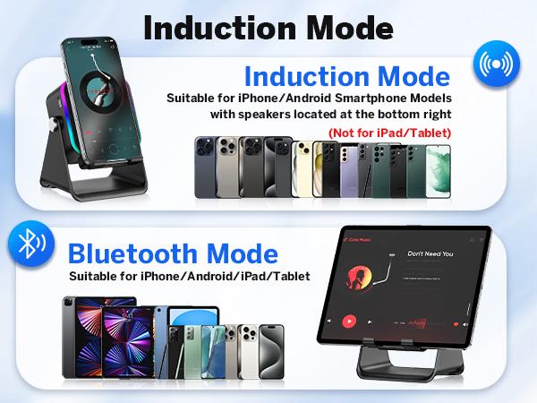 Wireless Induction Audio Speaker Stand, 5in1 Cellphone Holder, 3500mAh Rechargeable Emergency Power Bank,360° Adjustable Mobile Tablet Stand with Colorful Ambient Light Gifts for Men Women Wireless Induction Audio Speaker Stand, 5in1 Cellphone Holder, 3500mAh Rechargeable Emergency Power Bank,360° Adjustable Mobile Tablet Stand with Colorful Ambient Light Gifts for Men Women