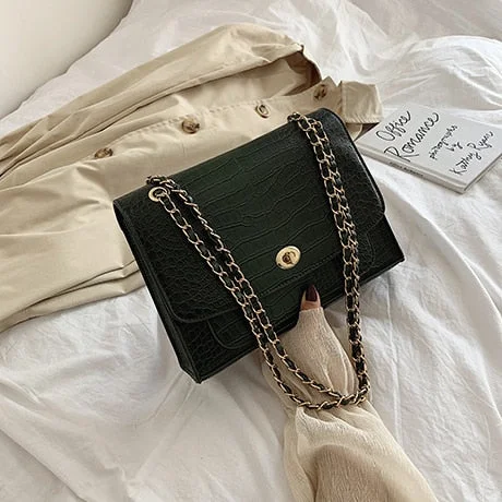 Vintage Fashion Big Tote bag 2022 New Quality PU Leather Women's Designer Handbag Crocodile pattern Chain Shoulder Messenger Bag