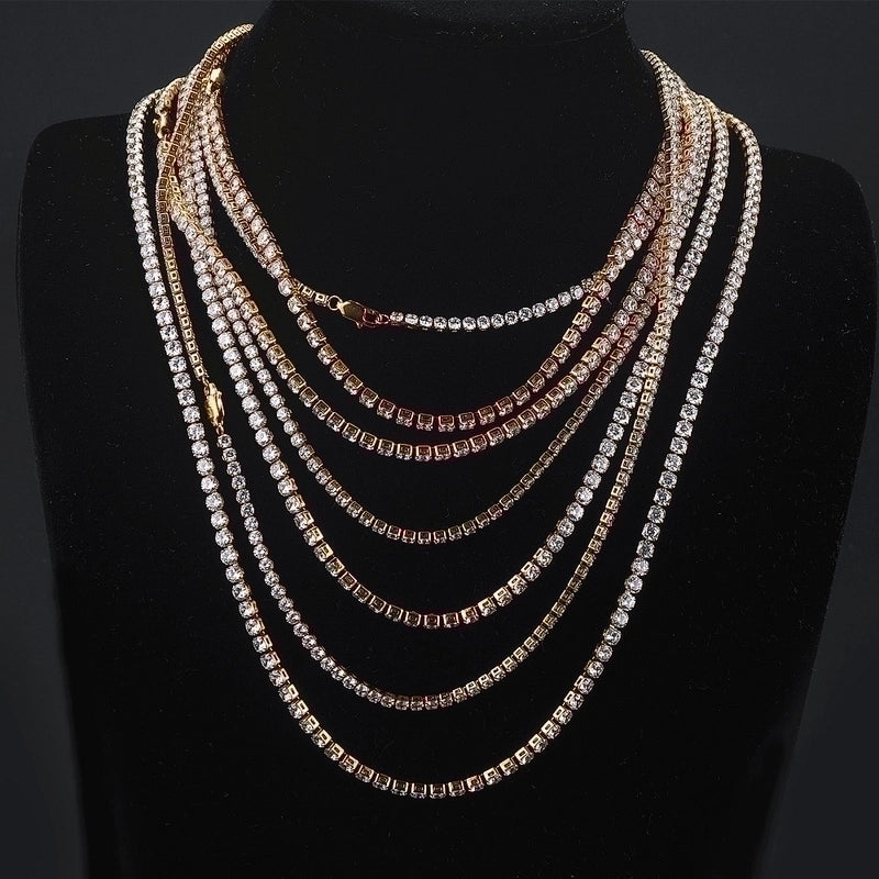 304 Stainless Steel 18K Gold Plated Hip-Hop Inlay Solid Color Zircon Necklace