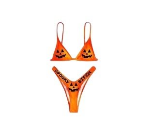 Set Sexy Pumpkin Face Women's Split Swimsuit 