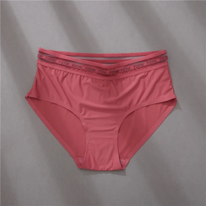 FINETOO L-XXL Plus Size Women's Underwear Panties High Waist Letter Printed Briefs Femme Pantys Sexy Lace Underpants For Women