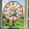 2D DIY Acrylic Blue Flower Diamond Painting Wall Clock Pendant w/ Clock Function