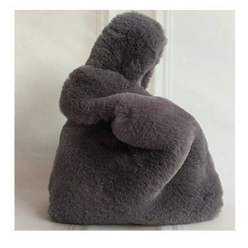 Furry Korean Style Autumn And Winter Imitation Rex Rabbit Fur Handbag Cute Plush Vest Bag For Women