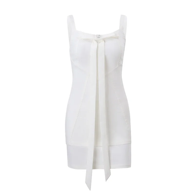 Brownm Brownm Summer New Women's Sexy Low-Cut Bow Tie Top Half Body Small Buttock Skirt Suit Woman
