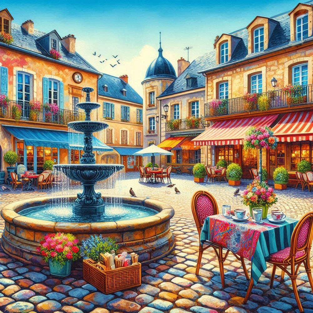 Street Scene 50*50cm(canvas) full round drill diamond painting